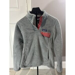 Patagonia Retool Snap T Pullover Gray Pink Polartec Fleece Sweater Women's Small